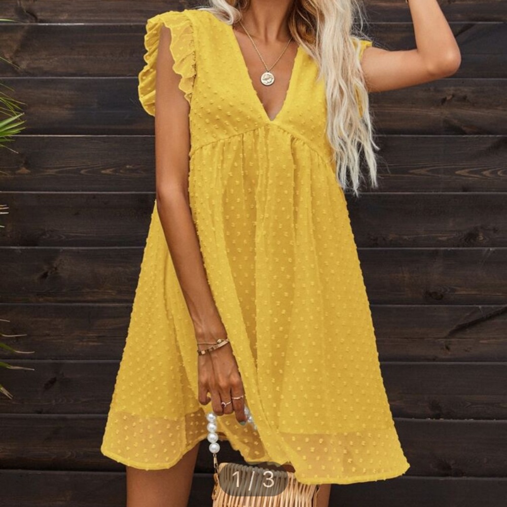 Yellow Ruffle Sleeve Dress